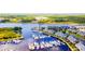 Breathtaking aerial view of a coastal community with a marina, waterways, and lush landscaping at 123 Westfield Circle, Conway, SC 29526