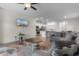 Spacious living room featuring modern furnishings and a ceiling fan at 1560 Swing Bridge Way, Myrtle Beach, SC 29588