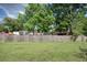 The backyard features a wooden fence, a grassy lawn and surrounding trees, providing a private outdoor space at 2004 Seitter St., Georgetown, SC 29440