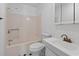 Well-lit bathroom with a combination shower and tub, and white vanity sink at 218 Waccamaw Village Dr. # 218, Myrtle Beach, SC 29579