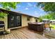 Back deck with hot tub and propane gas grill at 238 Stonebrook Dr., Myrtle Beach, SC 29588
