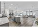 Open-concept kitchen with island, stainless steel appliances, and hardwood flooring open to the living room at 4206 Falls Oaks St., Myrtle Beach, SC 29579