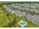 Expansive aerial view showcasing the resort community with a pool, surrounded by lush greenery and well-placed buildings at 4890 Luster Leaf Circle # 201, Myrtle Beach, SC 29577