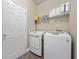 Convenient laundry room with modern washer and dryer, storage shelves, and clean design at 5149 Morning Frost Pl., Myrtle Beach, SC 29579