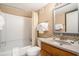 Clean bathroom with shower/tub combo, vanity, and modern fixtures at 5905 South Kings Hwy. # 132B, Myrtle Beach, SC 29575