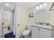 Bright bathroom featuring a vanity with granite countertop and a shower-tub combo at 601 Retreat Beach Circle # 213, Pawleys Island, SC 29585