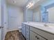 Bathroom featuring double sinks, modern fixtures, and a sleek glass-enclosed shower for a spa-like experience at 617 Chiswick Dr., Conway, SC 29526