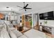 Bright living room with vaulted ceilings, hardwood floors, and comfortable seating at 639 Waterway Village Blvd # 14-I, Myrtle Beach, SC 29579