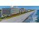 Expansive aerial view of the shoreline and rows of high-rise resorts and condos at 7100 N Ocean Blvd. # 1421, Myrtle Beach, SC 29572