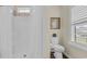 Bright bathroom featuring a shower and toilet with modern finishes at 716 Weston Dr., Conway, SC 29526
