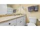 Bathroom with granite countertops, decorative mirror, and white vanity at 788 Gabreski Ln. # B4, Myrtle Beach, SC 29577