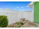 Secluded patio with privacy fence and stone bench at 788 Gabreski Ln. # B4, Myrtle Beach, SC 29577