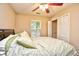 Comfortable bedroom features a large window, closet and bed with a green and white comforter at 109 Butkus Dr. # 2-1, Myrtle Beach, SC 29588