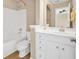 Bathroom features shower-tub combo, tile floors, and a white vanity at 126 Dreamland Dr., Murrells Inlet, SC 29576