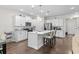 Modern kitchen features a center island, stainless steel appliances, and white cabinetry at 1331 Winding Creek Way, Myrtle Beach, SC 29588