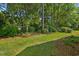 Green backyard with mature trees and flowering bushes at 168 Mackinley Circle, Pawleys Island, SC 29585