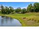 Picturesque golf course view featuring a pond and lush green landscape, perfect for golf enthusiasts at 2241 Waterview Dr. # 514, North Myrtle Beach, SC 29582