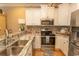 Well-equipped kitchen with stainless steel appliances, white cabinets, and elegant tile backsplash at 2428 Little River Neck Rd. # 101, North Myrtle Beach, SC 29582