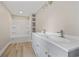 Modern bathroom features dual sinks, updated vanity, and tub/shower at 3202 Inland St., North Myrtle Beach, SC 29582