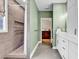 Bathroom featuring tiled shower, tile floor, and vanity with white cabinetry at 6161 Inman Circle, Conway, SC 29526