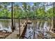 Charming wooden dock perfect for fishing or boating on the tranquil river at 6161 Inman Circle, Conway, SC 29526