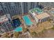 Aerial view of resort pools, lounge areas, and manicured landscaping at 7200 N Ocean Blvd. # 260, Myrtle Beach, SC 29572