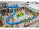 Aerial view of kiddie pool area featuring water slides and a colorful submarine at 7200 N Ocean Blvd. # 260, Myrtle Beach, SC 29572