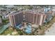 Stunning aerial view showcasing beachfront condos with pools, and ocean views at 100 North Beach Blvd. # 710, North Myrtle Beach, SC 29582