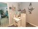 Bathroom vanity area with shelves, vanity and art decor at 108 Pipers Ln. # 108, Myrtle Beach, SC 29575
