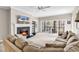 Comfortable living room featuring a fireplace, large couch, and sliding doors to the patio at 110-1 Whitetail Way # 1, Pawleys Island, SC 29585