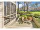 Inviting outdoor patio area, perfect for relaxing, with views of the beautifully landscaped backyard at 110-1 Whitetail Way # 1, Pawleys Island, SC 29585