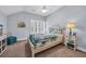 Cozy bedroom with a comfortable bed, stylish decor, a window with shutters and blue accents at 1352 Jolly Roger Dr., North Myrtle Beach, SC 29582