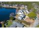 An aerial view showcases waterfront properties with decks, docks, and lush greenery, offering a private lake lifestyle at 1931 Lakeview Circle, Surfside Beach, SC 29575