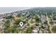 Wide aerial view of a community with location pin and nearby beach and baseball field at 327 A Lakeside Dr., Surfside Beach, SC 29575