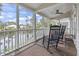Relaxing screened porch with comfortable seating and scenic waterfront vista at 327 A Lakeside Dr., Surfside Beach, SC 29575