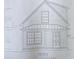 Blueprint shows front elevation of home and the dimensions at 402 S Magnolia Ave., Andrews, SC 29510