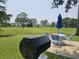 Outdoor seating area with a grill, table, and chairs, set against a backdrop of well-maintained green space at 4878 Luster Leaf Circle # 102, Myrtle Beach, SC 29577