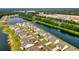 An aerial captures a neighborhood beside a winding river with a lush green forest beyond at 560 Pier Ct., Longs, SC 29568