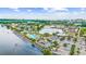 Panoramic aerial shot showcases the waterway, commercial areas, and a vibrant pool area at 5825 Catalina Dr. # 523, North Myrtle Beach, SC 29582