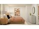 Bright bedroom with neutral walls, soft carpeting, warm wood accents, and a light-filled window at 6366 Swainson Street Sw, Ocean Isle Beach, NC 28469