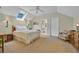 Comfortable bedroom with vaulted ceiling, a skylight, and en suite bathroom at 1259 Oatland Lake Rd., Pawleys Island, SC 29585