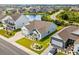 Aerial view of a well maintained residential property with beautiful landscaping and a serene water view at 379 Mikita Dr., Surfside Beach, SC 29575