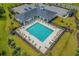 Aerial view of a community pool featuring ample seating and a covered pavilion at 379 Mikita Dr., Surfside Beach, SC 29575