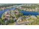 Beautiful aerial view showcasing the home's location on a waterfront property with mature trees and a private setting at 400 Summerwood Ct., Myrtle Beach, SC 29579