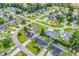 Aerial view of a residential neighborhood featuring homes with well-maintained lawns and mature trees at 405 Flagstone Dr., Myrtle Beach, SC 29588