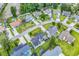 Aerial view of a residential neighborhood with lush greenery and diverse home styles at 405 Flagstone Dr., Myrtle Beach, SC 29588