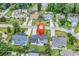 An aerial view showing a backyard with a patio perfect for outdoor relaxation and gatherings at 405 Flagstone Dr., Myrtle Beach, SC 29588