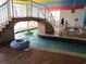 Fun indoor pool with lazy river, seating, and bridge for an enjoyable swim at 6804 N Ocean Blvd. # 1023, Myrtle Beach, SC 29572
