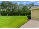 Lush backyard featuring healthy green grass and tall trees, offering serene privacy and natural beauty at 821 Laquinta Loop, Murrells Inlet, SC 29576