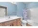 Bathroom with a modern sink, vanity, toilet and shower at 821 Laquinta Loop, Murrells Inlet, SC 29576